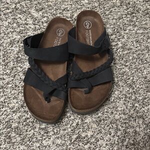 White Mountain Black Braided Sandals
